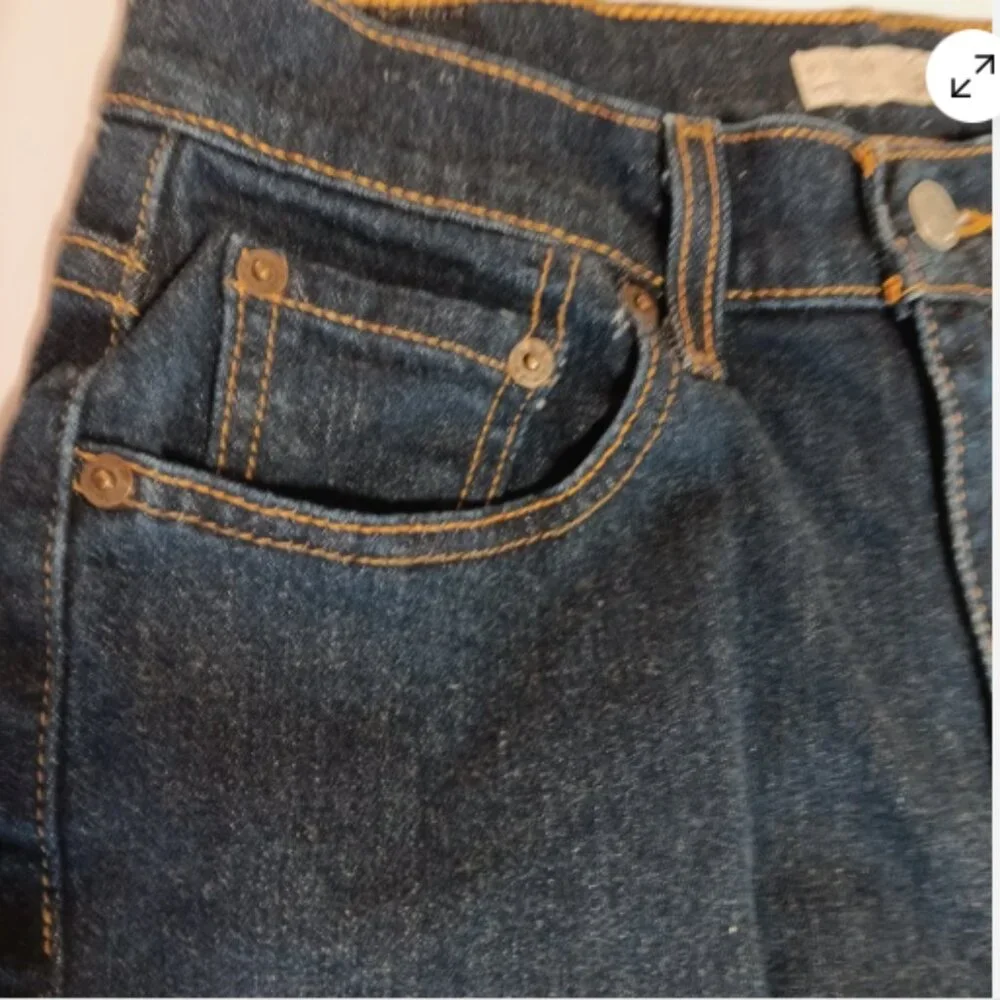 Levis 505 Straight Leg Jeans Womens 8S Dark Wash Blue Denim Stretch 8S Short‎